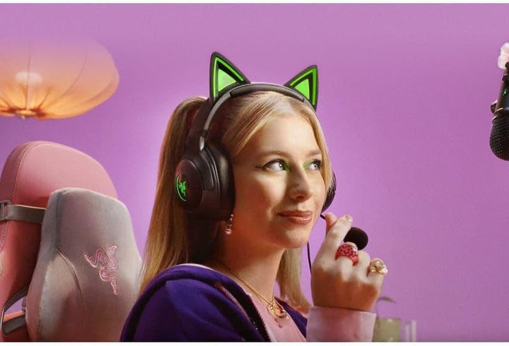 Razer Kraken Kitty V2 - Kabelgebundenes RGB-Headset mit Katzenohren (Reaktive Streaming-Beleuchtung,