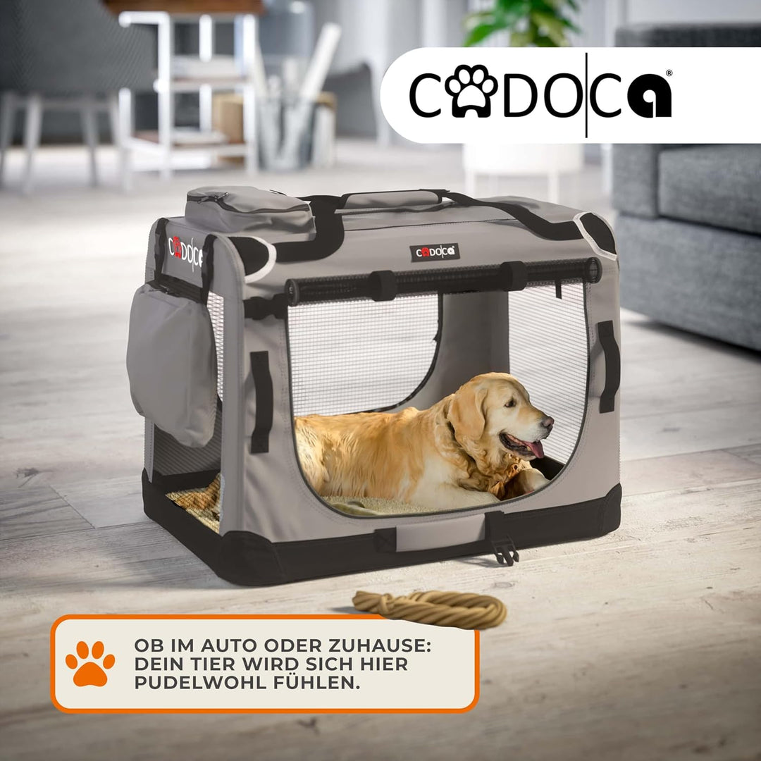 CADOCA® Hundebox faltbar Transportbox XL 82x56x58cm robust atmungsaktiv Transporttasche Auto Rückban