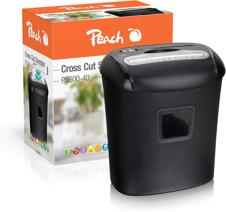 Peach Partikelschnitt Aktenvernichter inkl. 12x Öl Papier - 10 Blatt - 21 Liter - 5 x 16 mm Partikel