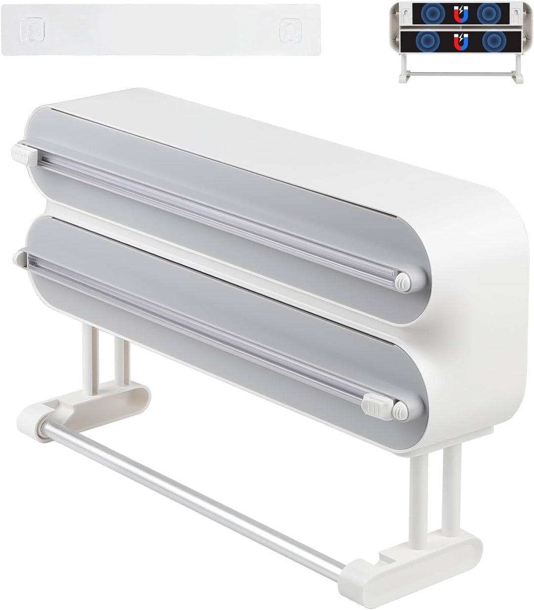 DBREAKS Wandrollenhalter Küche 3 Rollen, küchenrollenhalter magnetisch, Frischhaltefolie Schneider,