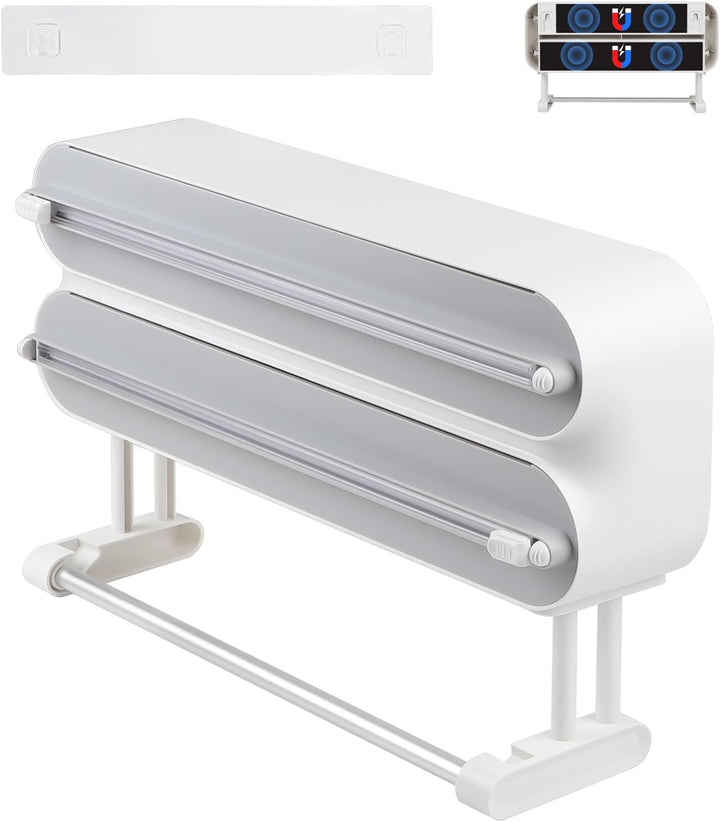 DBREAKS Wandrollenhalter Küche 3 Rollen, küchenrollenhalter magnetisch, Frischhaltefolie Schneider,