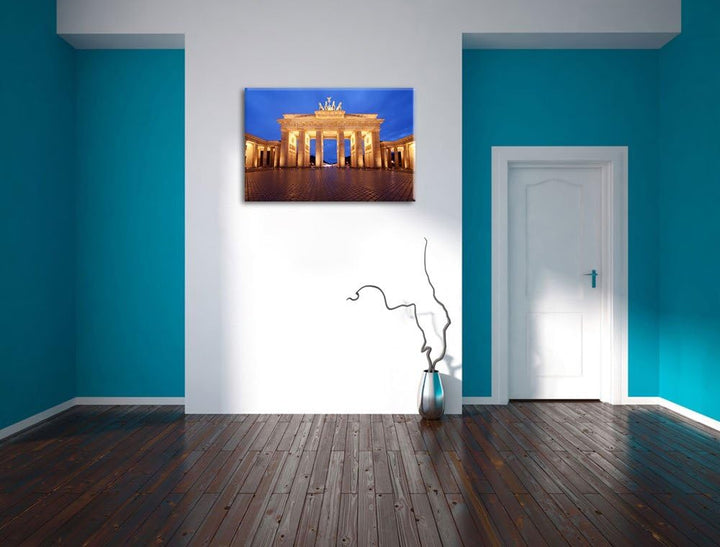 Hell erleuchtetes Brandenburger Tor Format: 100x70 auf Leinwand, XXL riesige Bilder fertig gerahmt m
