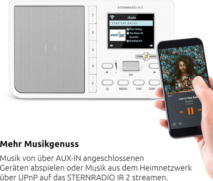 TechniSat STERNRADIO IR 2 - kompaktes Internetradio (WLAN, wechselbarer Akku, Farbdisplay, änderbare