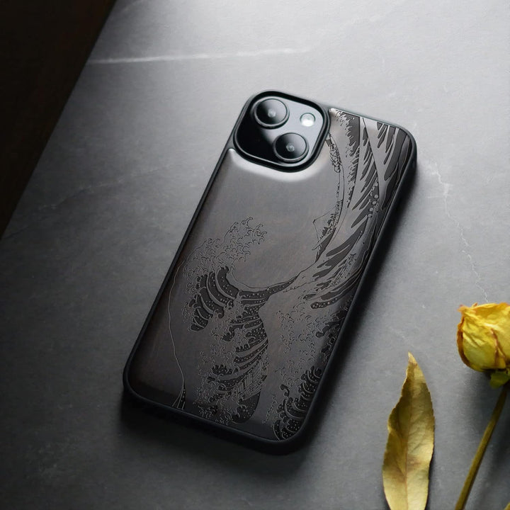 Carveit Handyhülle für iPhone 14 Plus Cover Kompatibel mit Magsafe [Holz und TPU Silikon Hybrid hüll