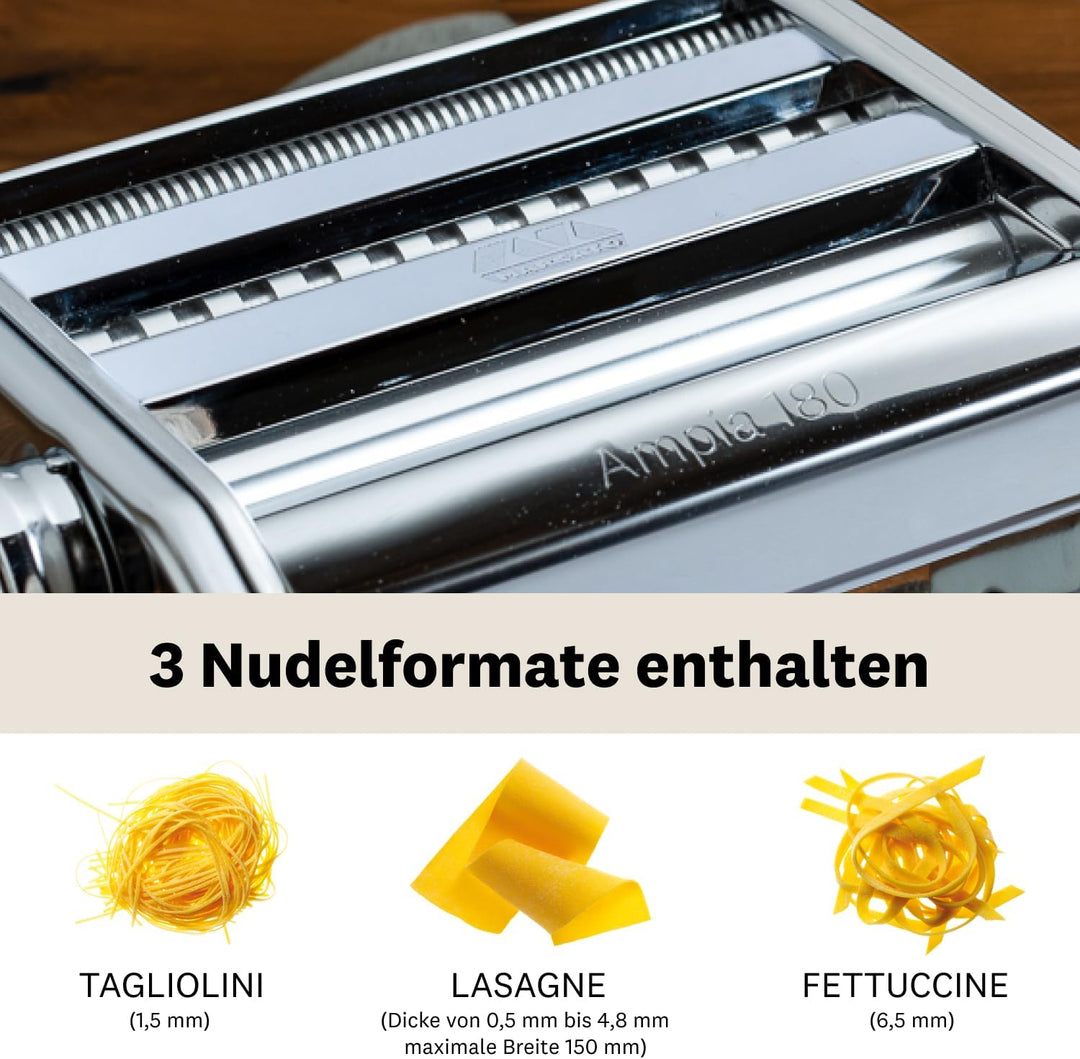 Marcato Ampia 180 Manuelle Nudelmaschine 180mm, Stahl, Grau