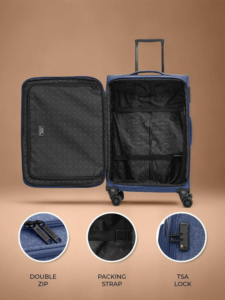 REDOLZ Koffer-Set 3-teilig für Damen & Herren | leichte & stabile Reise-Trolleys, hochwertiges Softc