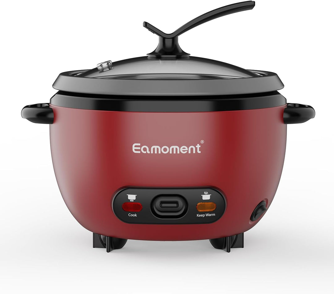 Eamoment ERC-5P07RD 1L | 400W Reiskocher & Schwarzer Dämpfeinsatz Warm & Kochen 1-5 Personen Antihaf