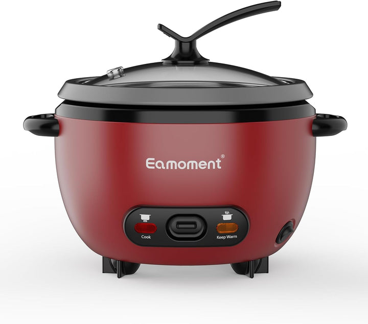 Eamoment ERC-5P07RD 1L | 400W Reiskocher & Schwarzer Dämpfeinsatz Warm & Kochen 1-5 Personen Antihaf