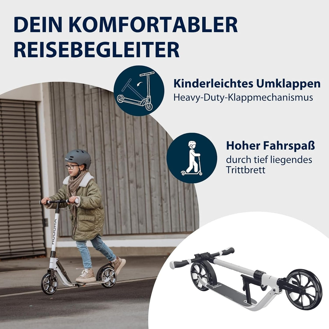 HUDORA BigWheel® 205 Advanced Scooter - Komfortabler Aluminium-Roller für bis zu 100kg - Höhenverste