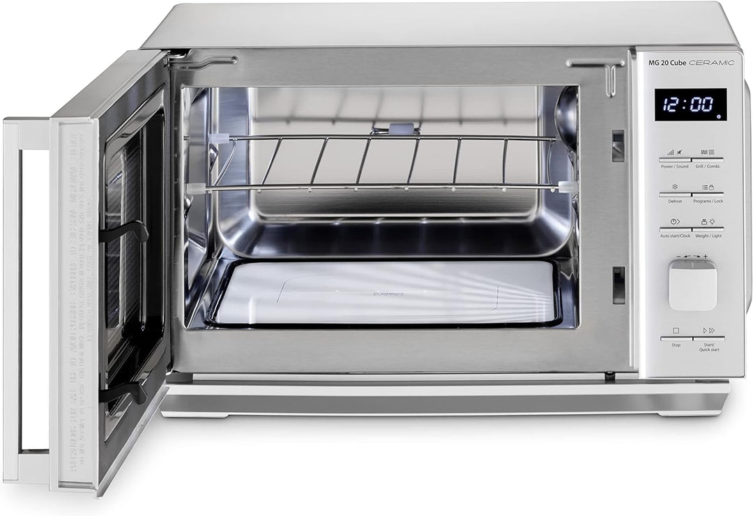 CASO MG 20 Cube Ceramic-Mikrowelle+Grill mit Keramikboden,kein Drehteller notwendig, Grillen auf 2 E