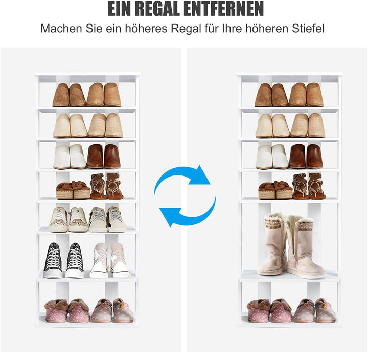 COSTWAY 8 stufiger Schuhständer höhenverstellbar, Platzsparendes Schuhregal aus Holz, Schuh-Organize