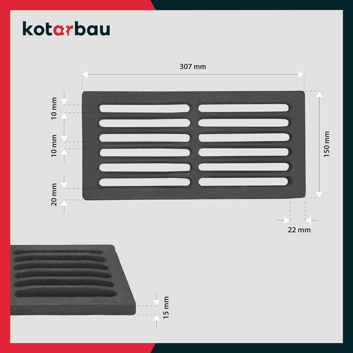 KOTARBAU Kaminrost 30,7 x 15 cm Kaminofen Ascherost Tafelrost Rost Ofengitter Kamin Ersatzteile Zube