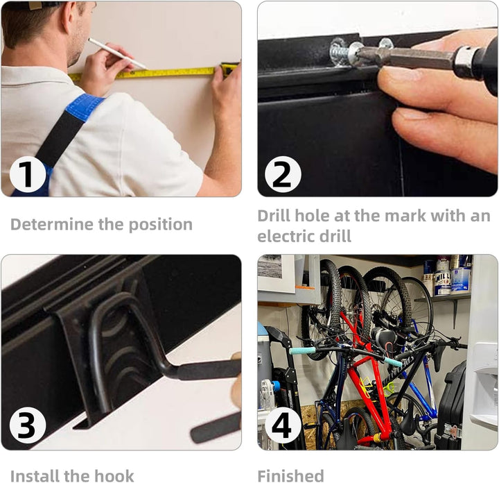 Fahrradhalter Wandhalterung für 4 Fahrräder und 3 Helmhaken, Fahrrad Wandhalterung für Garage oder W