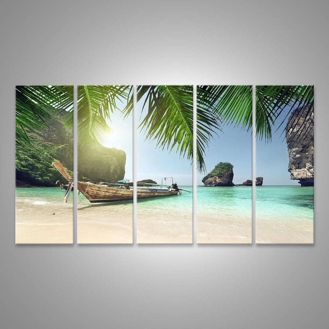 islandburner Bild Bilder auf Leinwand Boot in Phi Phi Insel, Thailand Wandbild, Poster, Leinwandbild