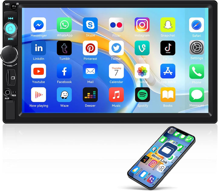 【2025 Upgrade】 Camecho Doppel DIN Autoradio Bluetooth 7 Zoll BildschirmTouchscreen MP5 Player USB/SD