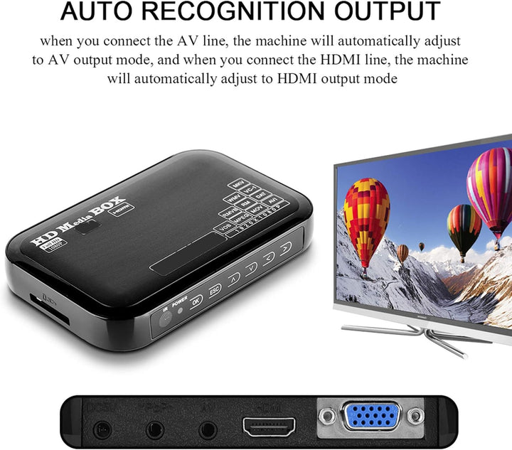 1080P Media Player-Box, Full HD Mini-Box Unterstützung für Video-Media-Player MKV, AVI, TS/TP, M2TS,
