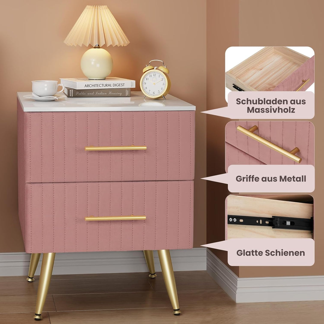 WOLTU Nachttisch Sofatisch Nachtkommode Nachtschrank mit 2 Schubladen für Schlafzimmer Wohnzimmer au