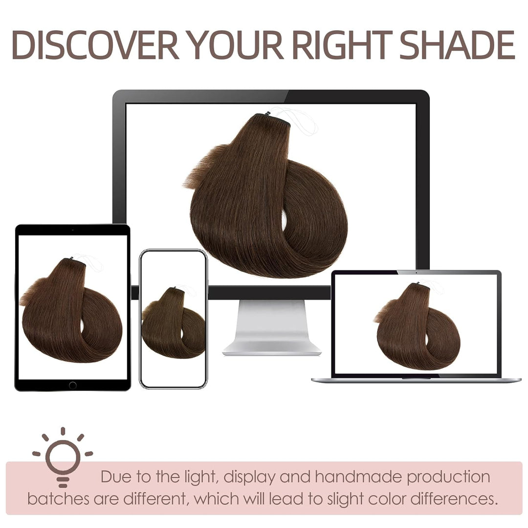 Silk-co Extensions Echthaar mit transparenter Schnur, Wire in Extensions Goldenbraun Highlights Blei