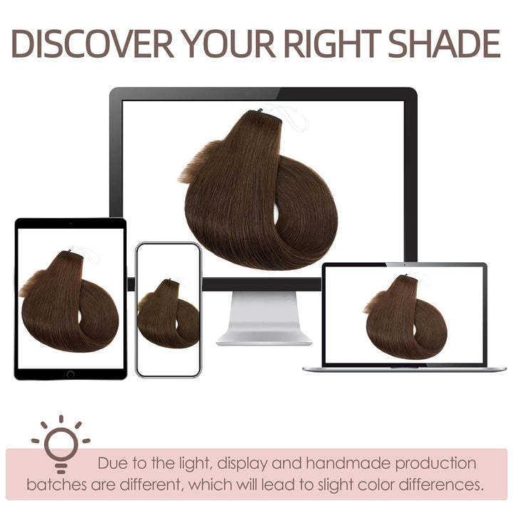 Silk-co Extensions Echthaar mit transparenter Schnur, Wire in Extensions Goldenbraun Highlights Blei