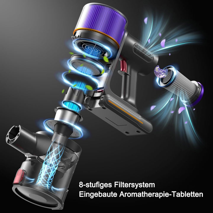 Avalsor 550W/45000Pa Akku Staubsauger, Staubsauger Kabellos mit bis zu 60 Mins Laufzeit, Staubsauger