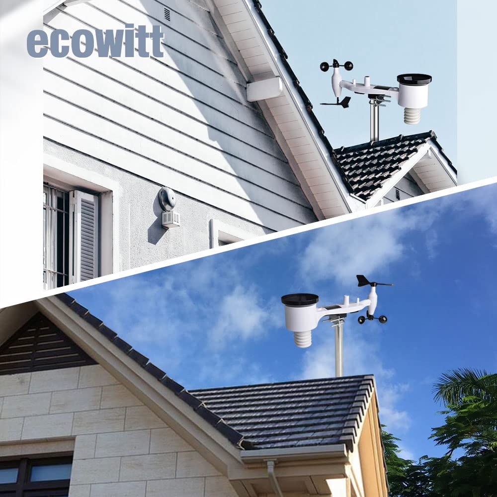 ECOWITT Wetterstation, Drahtlose Wetterstationen mit solarbetriebener Wetter-App, 7-in-1-Aussensenso