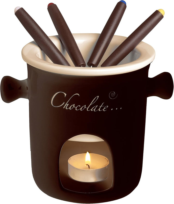 Excelsa Molecuisine Schokofondue 7 TLG. Set Chocolate Creme/braun