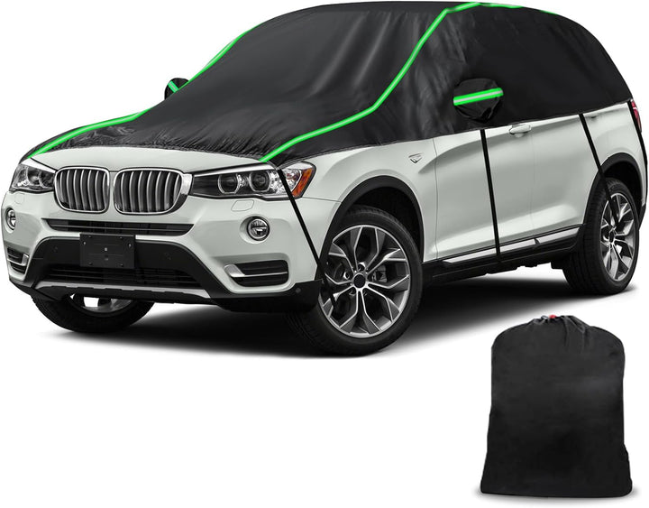 Opaltool Auto Schwarzes Halbgarage für BMW X3 2003-2024, LWB Soft Windschutzscheibe Abdeckung Hälfte