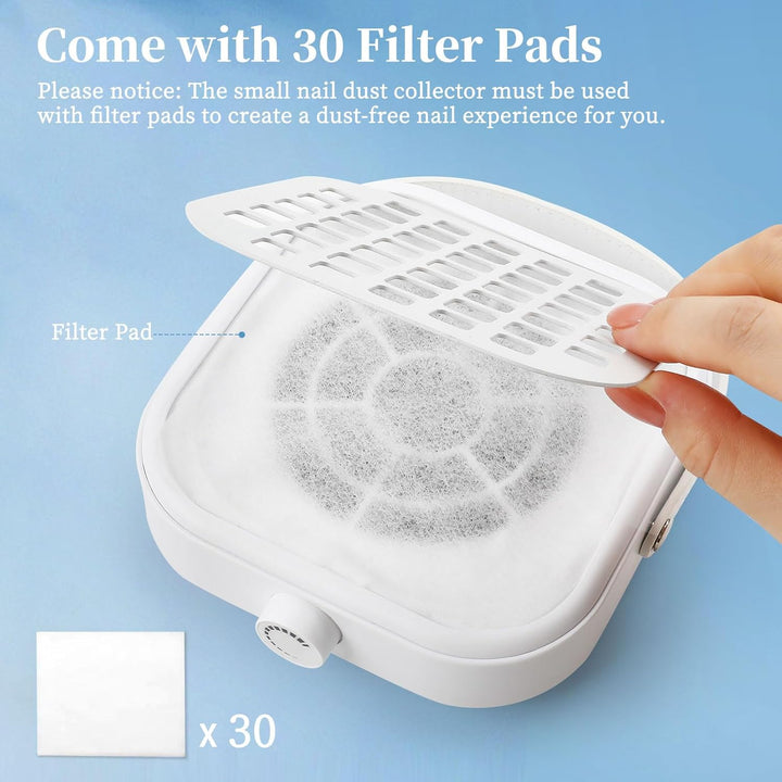 Mini Staubabsaugung für Nägel,Nagelstaubsauger mit 30PCS Filterpads leistungsstarke Staubsaugmaschin