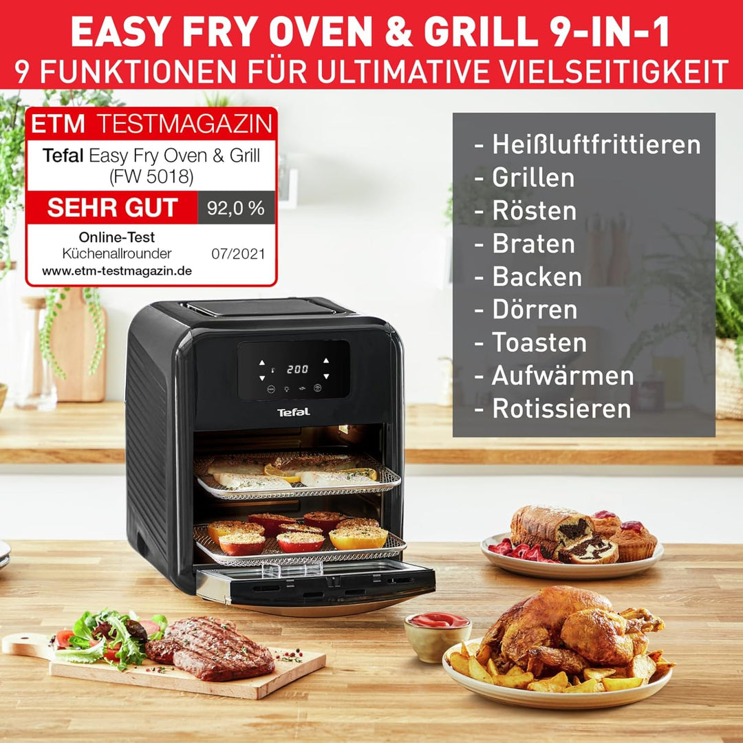 Tefal FW5018 Easy Fry Oven & Grill 9-in-1 Heissluftfritteuse | 11Liter für 6 Portionen | 7 Zubehörte