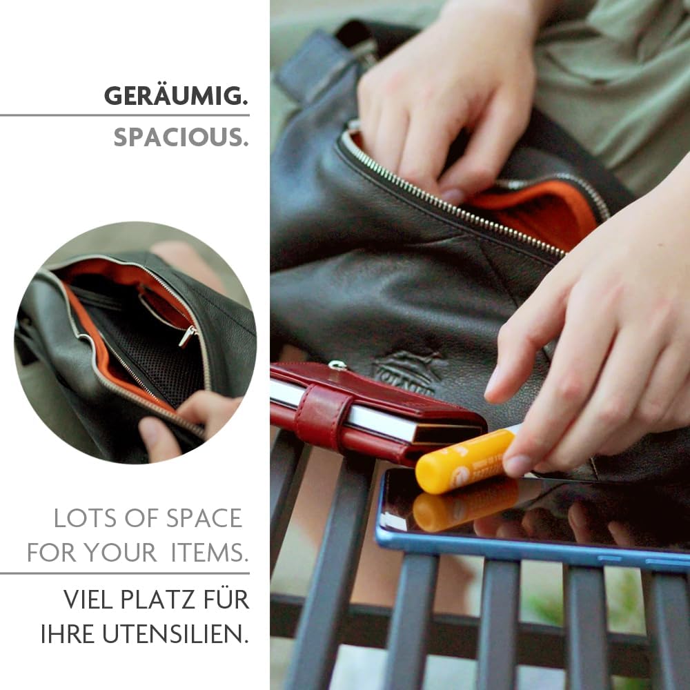 Fa.Volmer ® Bauchtasche/Gürteltasche/Hüfttasche in Echt-Leder für Damen und Herren | schwarz oder br