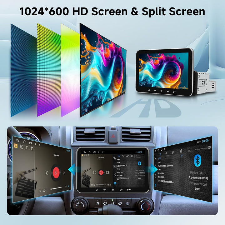 Hodozzy Android Autoradio 1 Din mit Wireless Carplay Android Auto, 7 Zoll Touchscreen Autoradio 1 Di