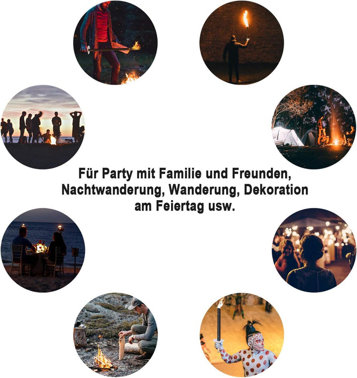 Tubiaz Wachsfackeln Brennzeit 100 min|100 StĂŒck Fackeln Mit Handschutz|Garten-Fackeln FĂŒr Nachtwande