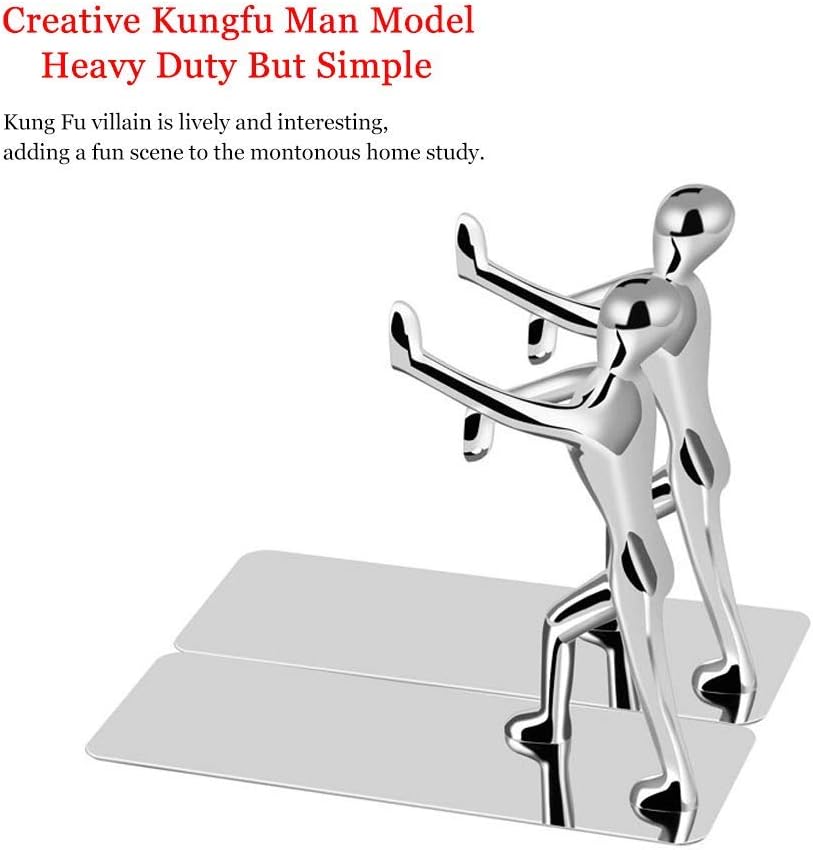 MerryNine Robuste Kung-Fu-Mann-Buchstützen aus Edelstahl, Buchstütze aus Edelstahl, kreativer Buchsc