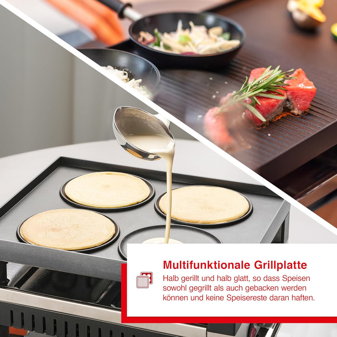 Solis Tischgrill 5 in 1 Table Grill for 4 7910 - Raclette + Grill + Wok + Pizza Grill + Crêpes - Rac