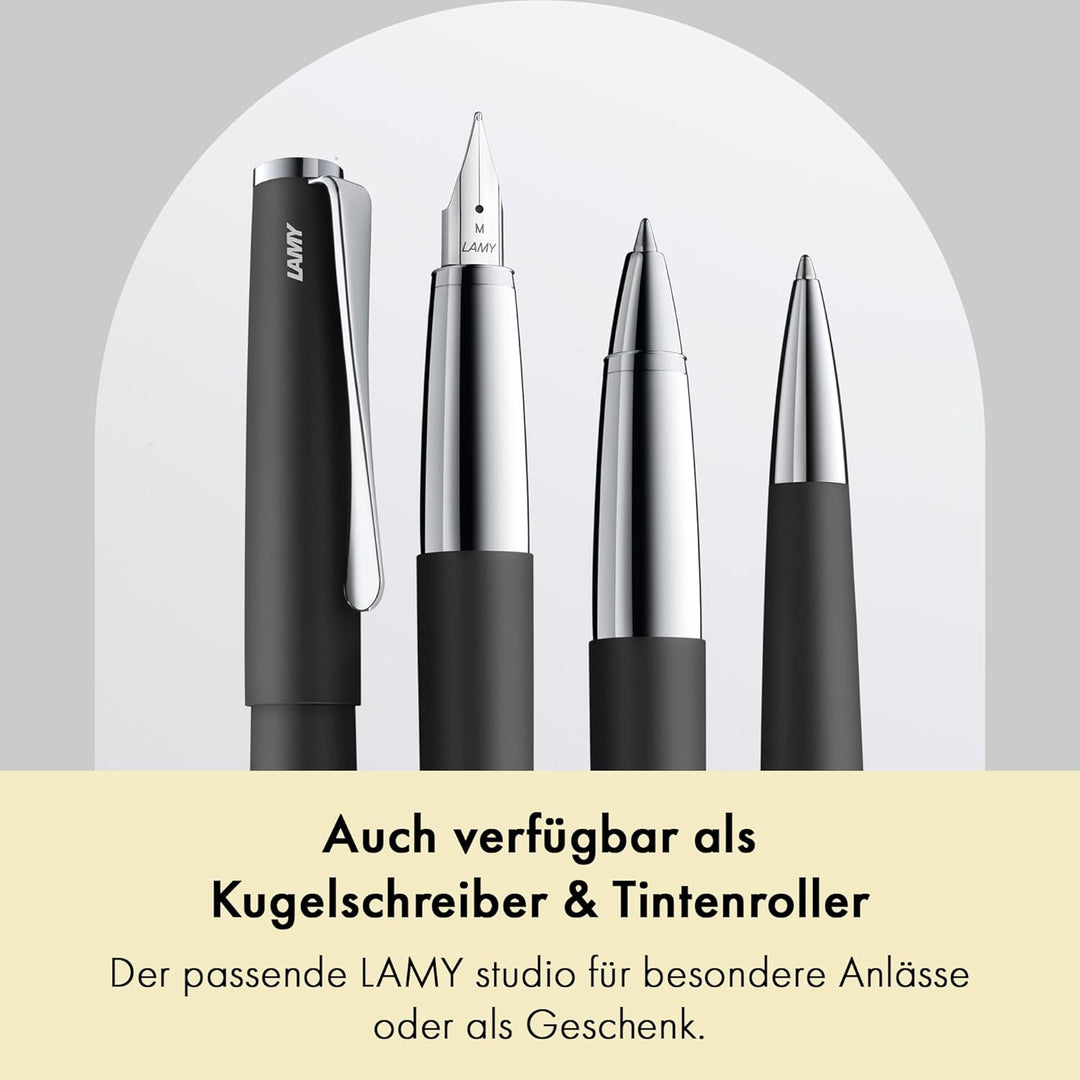LAMY studio Füllhalter 067 - Füller aus rostfreiem Edelstahl in schwarzem Soft-Lack-Finish mit hochg