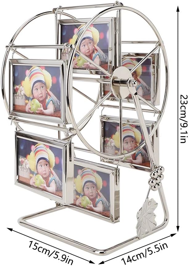 Omabeta Rotierender Riesenrad-Bilderrahmen, Einzigartiges Drehbares Bilderrahmen-Rack mit 6 Bilderra