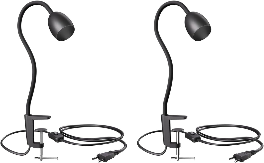 ledscom.de Klemmlampe, Schwanenhals KLUK, Schalter, schwarz matt, 1x GU10 max. 60W, 2 Stk. 2 Stück (