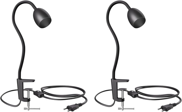 ledscom.de Klemmlampe, Schwanenhals KLUK, Schalter, schwarz matt, 1x GU10 max. 60W, 2 Stk. 2 Stück (