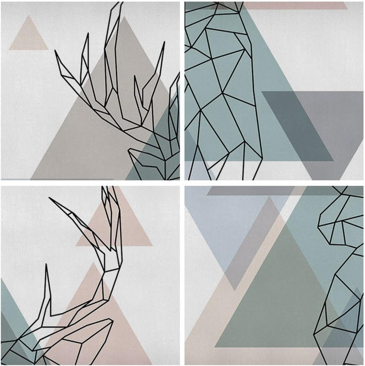 Panorama Bilder auf Leinwand 100x40cm Leinwandbild Hirsch Abstraktion Gross Wanddeko Bild Schlafzimm