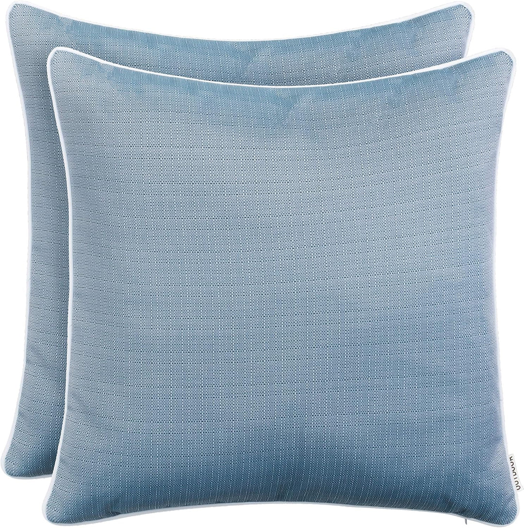 Brandsseller 2er Set Outdoor Kissen 45x45 cm – Wetterfeste Zierkissen mit Paspel in Walzoptik – Wass