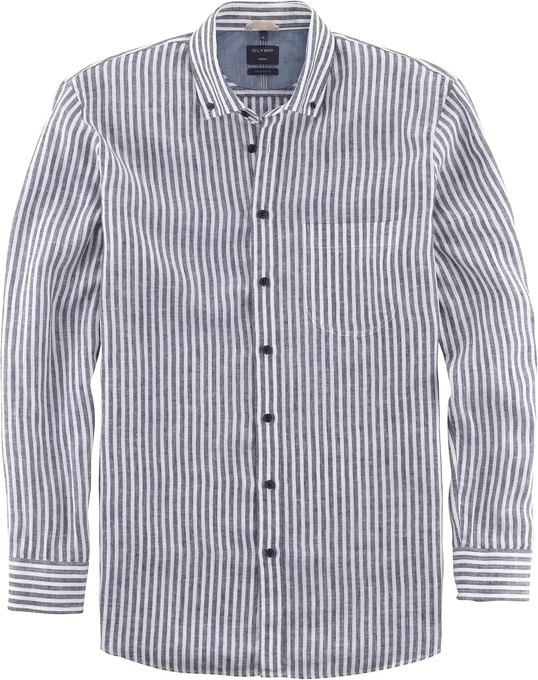 OLYMP Herren Freizeithemd Langarm Casual,Streifen,modern fit,Button-Down-Kragen S Marine 18, S Marin