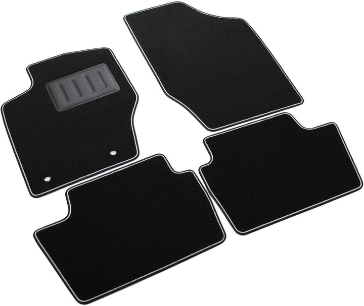 Das Teppich Auto, sprint00606, Fußmatten Teppiche Schwarz rutschfest, verstärkter Rand, zweifarbig