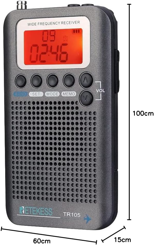 Retekess TR105 Airband Radio,Tragbares Flugzeug-Bandradio,FM AM SW CB AIR VHF Digitales Tuning-Radio