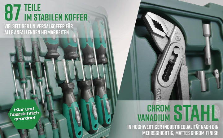 Brüder Mannesmann M29084 Werkzeugkoffer bestückt, 87-tlg, (L x B x H) 382 x 290 x 90 mm Single, Sing