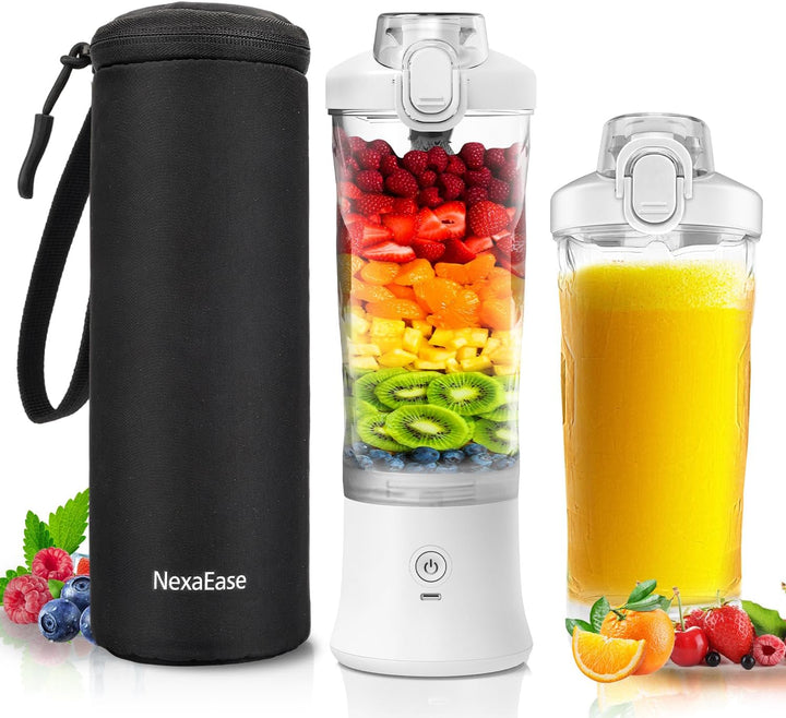 Tragbarer Mixer Smoothie Maker - 600ml Mini Standmixer to Go - 6 Klingen, Reisedeckel und Isolierte