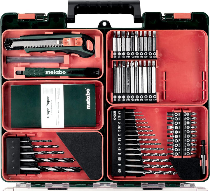 Metabo Akku-Bohrschrauber PowerMaxx BS Basic Set – 600080880 – 12 V – Mobile Werkstatt mit kompaktem