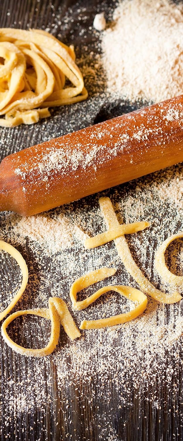 Glasbild Panorama | Wandbild aus Echtglas | Frische Nudeln Pasta Italia | 100x40 cm | inkl. Aufhängu