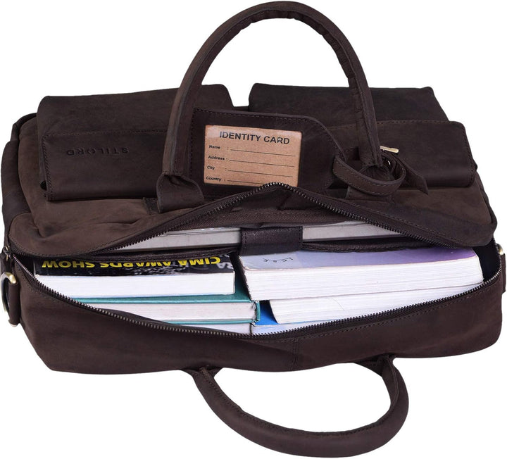 STILORD 'Carlo' Grosse Umhängetasche Leder Lehrertasche Aktentasche Schultertasche Reise Beruf Freiz