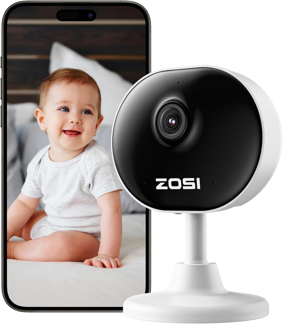 ZOSI 1080P Innen WLAN รberwachungskamera mit Plug-in-Strom, Lokale KI fรผr Person/Bewegungen, Magnetf
