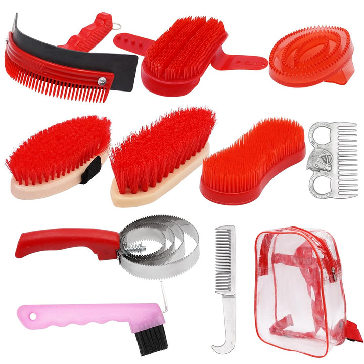 MUALROUS Pferdepflege-Kits 10-TLG Pferdereinigungs Set Pferdebürsten-Set Brush Putzzeug für Pferde S